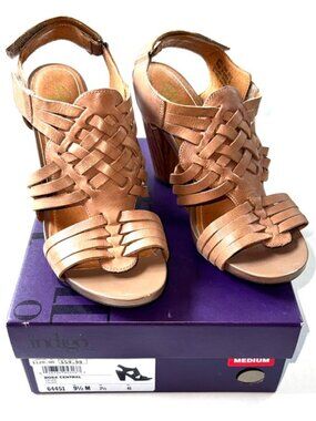 Indigo by Clarks Hurache-Style Adjustable Strap Sandals - Tan Leather Size 9.5